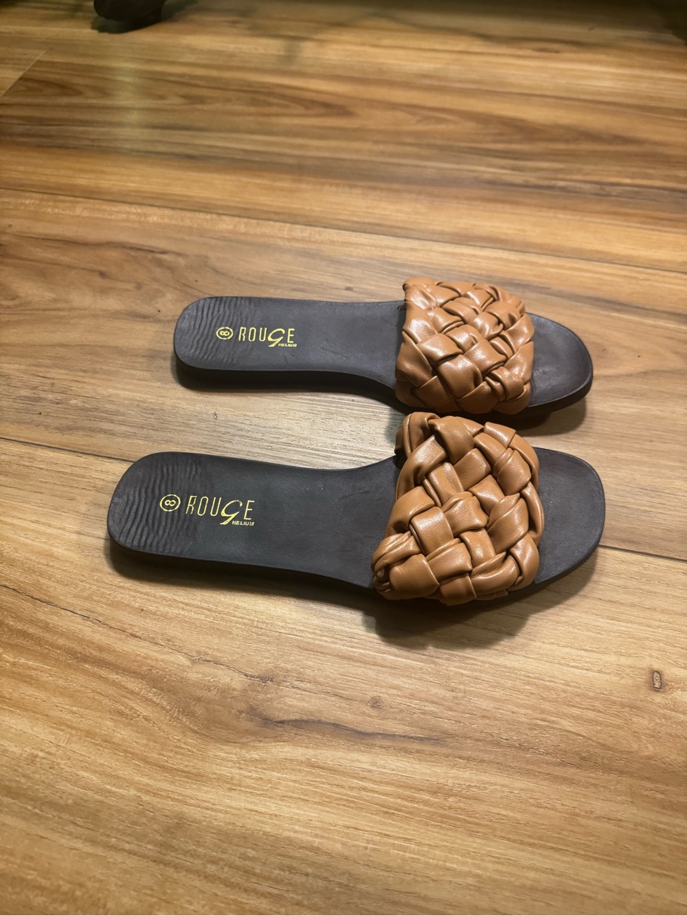 Rouge Helium Brand Braided Slide Sandals - Tan Brown